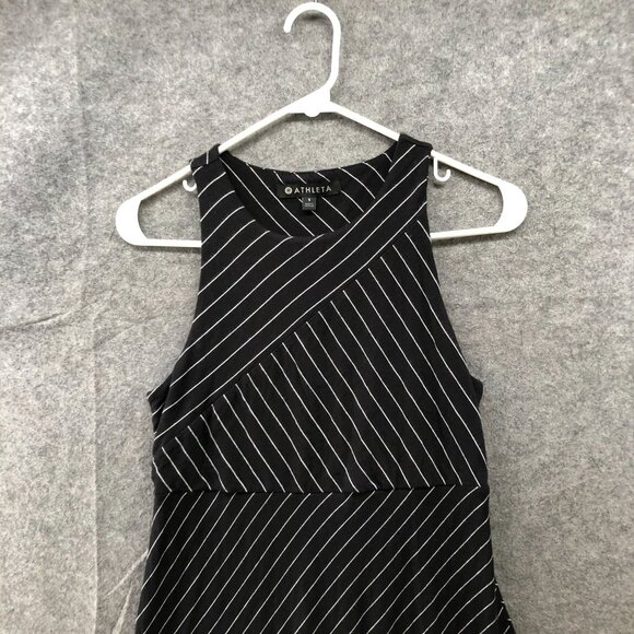 Athleta Santorini Sleeveless Dress S Black White Stripe Knee Length Athletic - Picture 3 of 8